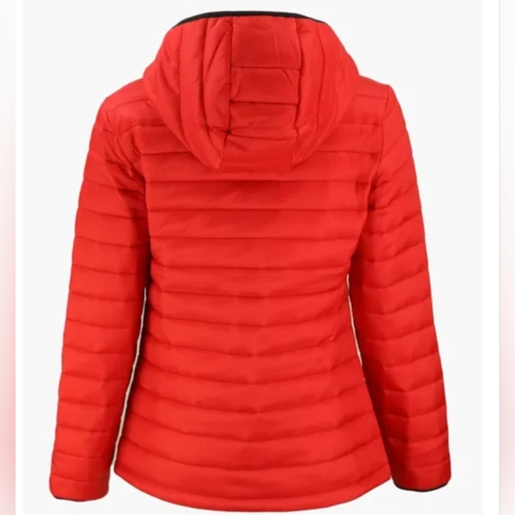 Vibrant Red Hooded Puffer Jacket - Picture 2 of 13